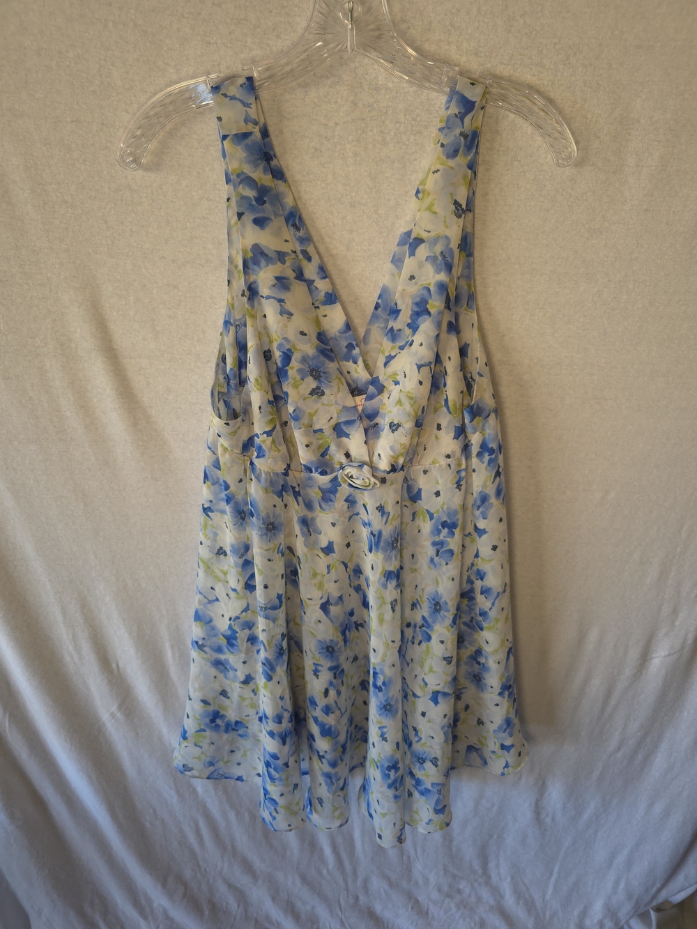 Oscar de la Renta Blue and White Floral Mini Dress